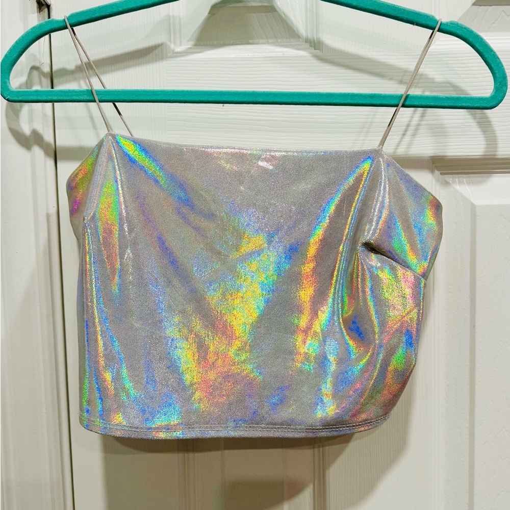 Olive Tree: Holographic Crop Top, Small